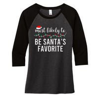 Most Likely To Christmas Matching Family Pajamas Funny Women's Tri-Blend 3/4-Sleeve Raglan Shirt