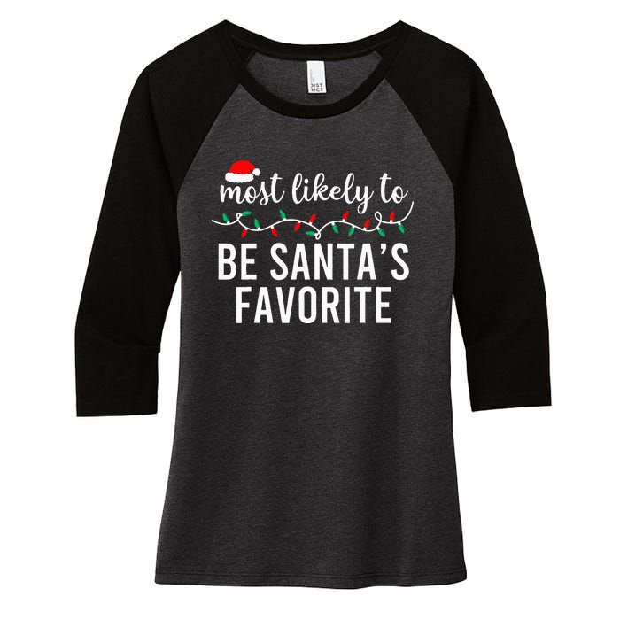 Most Likely To Christmas Matching Family Pajamas Funny Women's Tri-Blend 3/4-Sleeve Raglan Shirt