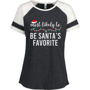 Most Likely To Christmas Matching Family Pajamas Funny Enza Ladies Jersey Colorblock Tee