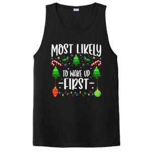 Most Likely To Wake Up First On Christmas Morning Xmas Light Meaningful Gift PosiCharge Competitor Tank