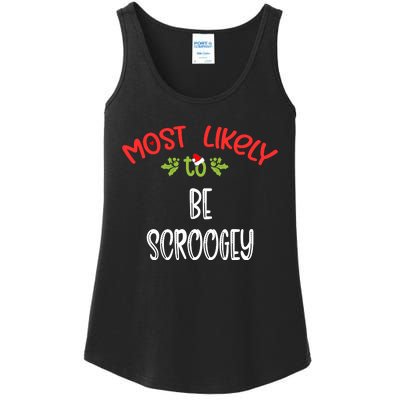 Most Likely To Christmas Be Scroogey Family Group Ladies Essential Tank