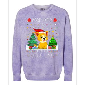 Most Likely To Be On The Nice List Funny Xmas Family Group Colorblast Crewneck Sweatshirt