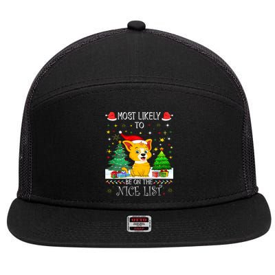 Most Likely To Be On The Nice List Funny Xmas Family Group 7 Panel Mesh Trucker Snapback Hat