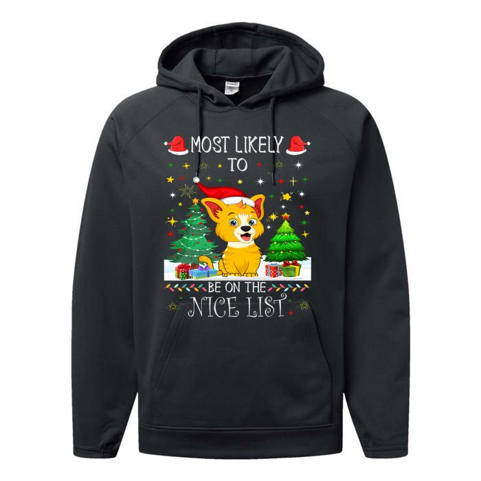 Most Likely To Be On The Nice List Funny Xmas Family Group Performance Fleece Hoodie