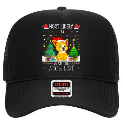 Most Likely To Be On The Nice List Funny Xmas Family Group High Crown Mesh Back Trucker Hat