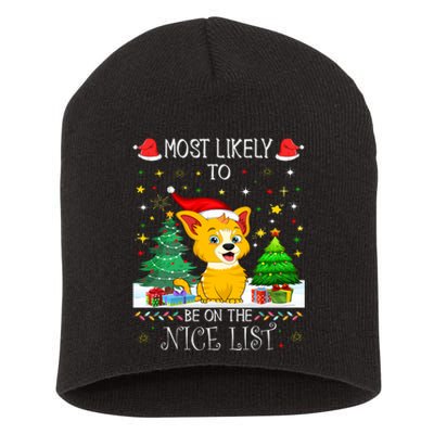 Most Likely To Be On The Nice List Funny Xmas Family Group Short Acrylic Beanie