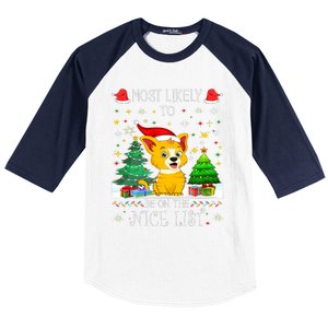 Most Likely To Be On The Nice List Funny Xmas Family Group Baseball Sleeve Shirt