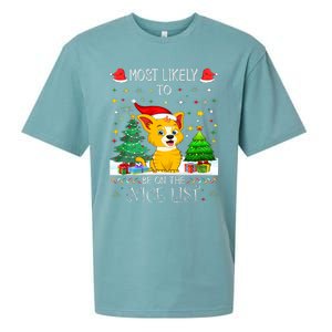 Most Likely To Be On The Nice List Funny Xmas Family Group Sueded Cloud Jersey T-Shirt