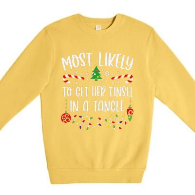 Most Likely To Get Her Tinsel In A Tangle Funny Christmas Family Matching Cute Premium Crewneck Sweatshirt