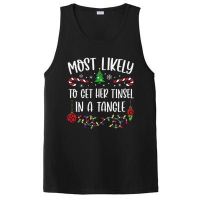 Most Likely To Get Her Tinsel In A Tangle Funny Christmas Family Matching Cute PosiCharge Competitor Tank