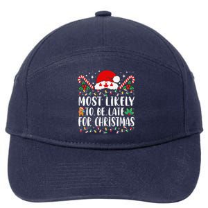 Most Likely To Be Late For Christmas Funny Family Christmas 7-Panel Snapback Hat