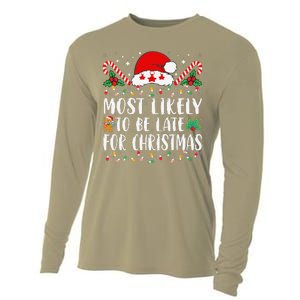 Most Likely To Be Late For Christmas Funny Family Christmas Cooling Performance Long Sleeve Crew