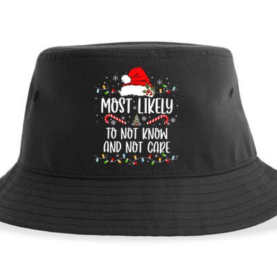 Most Likely To Not Know And Not Care Christmas Xmas Holiday Sustainable Bucket Hat