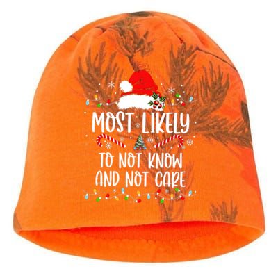 Most Likely To Not Know And Not Care Christmas Xmas Holiday Kati - Camo Knit Beanie