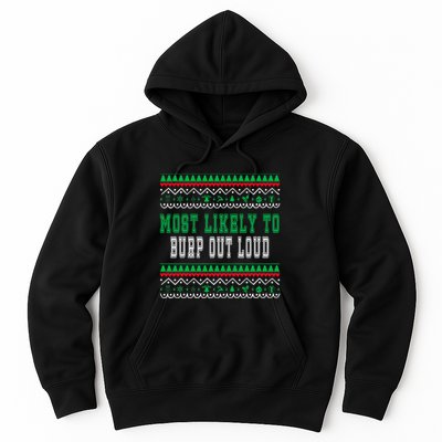 Most Likely To Burp Out Loud Humorous Ugly Xmas Design Hoodie