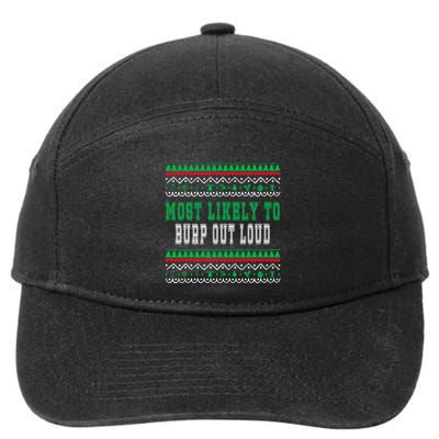Most Likely To Burp Out Loud Humorous Ugly Xmas Design 7-Panel Snapback Hat