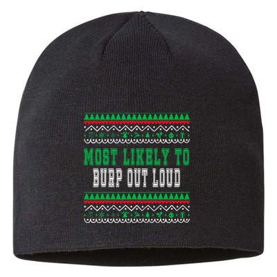 Most Likely To Burp Out Loud Humorous Ugly Xmas Design Sustainable Beanie