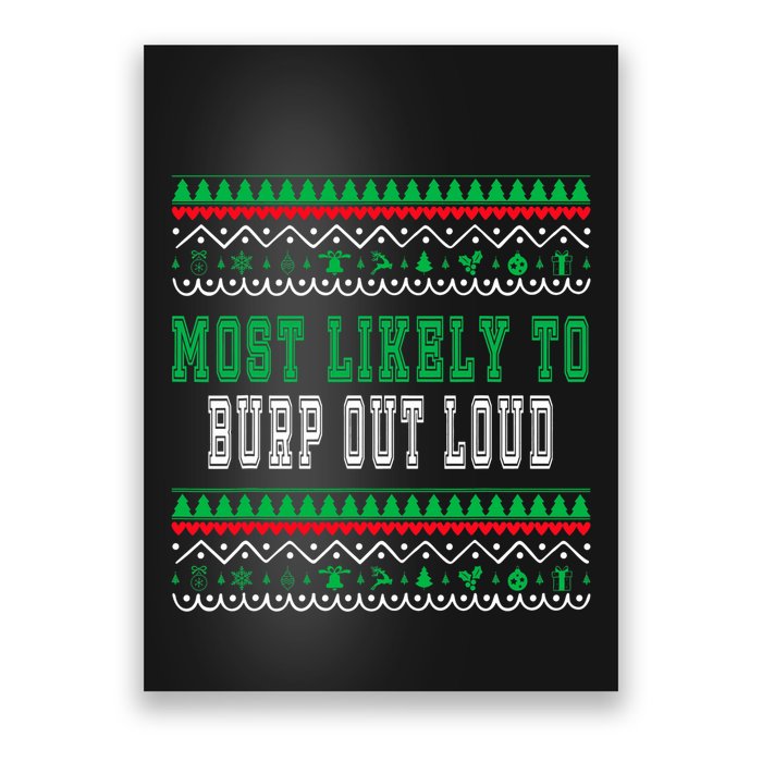 Most Likely To Burp Out Loud Humorous Ugly Xmas Design Poster