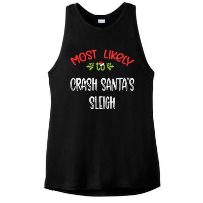 Most Likely To Christmas Crash Santa’s Sleigh Family Group Ladies PosiCharge Tri-Blend Wicking Tank