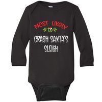 Most Likely To Christmas Crash Santa’s Sleigh Family Group Baby Long Sleeve Bodysuit