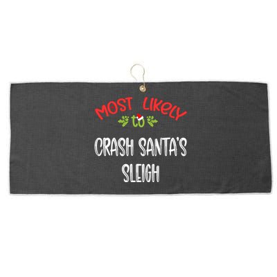 Most Likely To Christmas Crash Santa’s Sleigh Family Group Large Microfiber Waffle Golf Towel