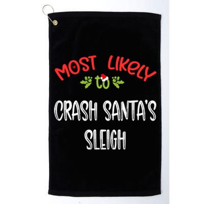 Most Likely To Christmas Crash Santa’s Sleigh Family Group Platinum Collection Golf Towel