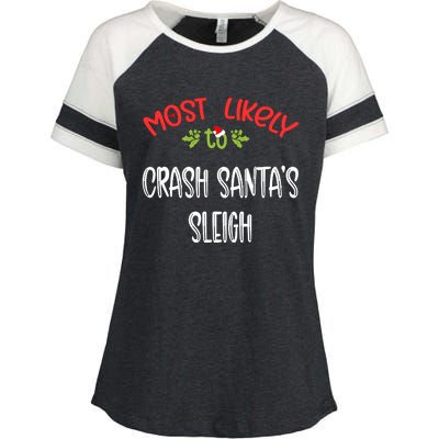 Most Likely To Christmas Crash Santa’s Sleigh Family Group Enza Ladies Jersey Colorblock Tee