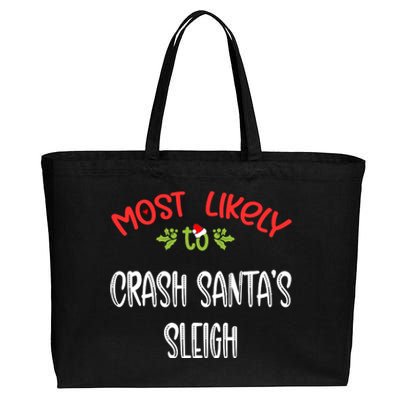 Most Likely To Christmas Crash Santa’s Sleigh Family Group Cotton Canvas Jumbo Tote