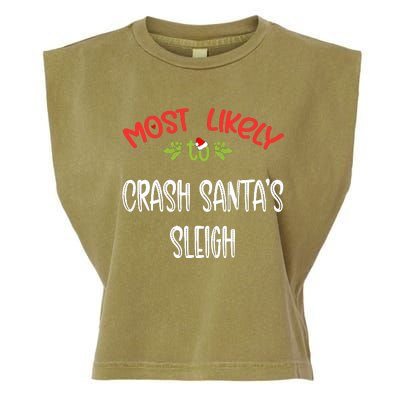 Most Likely To Christmas Crash Santa’s Sleigh Family Group Garment-Dyed Women's Muscle Tee