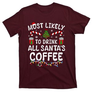 Most Likely To Drink SantaS Coffee Family Christmas T-Shirt