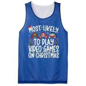 Most Likely To Play Video Games On Christmas Gaming Gamer Gift Mesh Reversible Basketball Jersey Tank