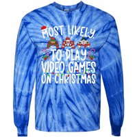 Most Likely To Play Video Games On Christmas Gaming Gamer Gift Tie-Dye Long Sleeve Shirt