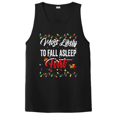 Most Likely To Fall Asleep First Family Matching Pjs Xmas PosiCharge Competitor Tank