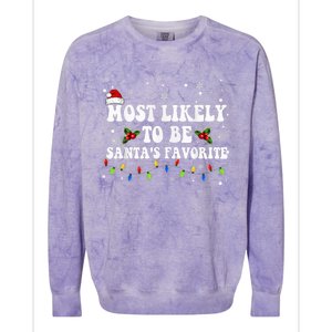 Most Likely To Christmas Be Santa's Favorite Matching Family Colorblast Crewneck Sweatshirt