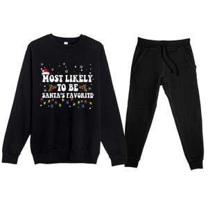 Most Likely To Christmas Be Santa's Favorite Matching Family Premium Crewneck Sweatsuit Set