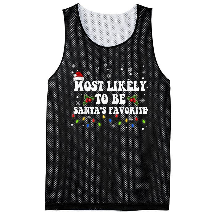 Most Likely To Christmas Be Santa's Favorite Matching Family Mesh Reversible Basketball Jersey Tank