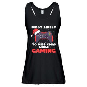 Most Likely To Miss Christmas While Gaming Xmas Family Ladies Essential Flowy Tank