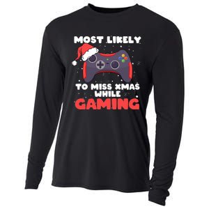 Most Likely To Miss Christmas While Gaming Xmas Family Cooling Performance Long Sleeve Crew