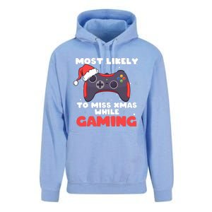 Most Likely To Miss Christmas While Gaming Xmas Family Unisex Surf Hoodie