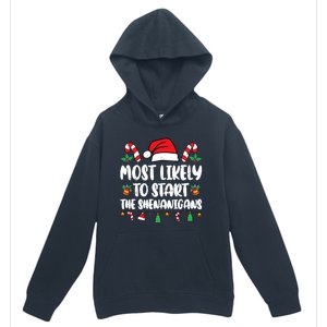 Most Likely To Start The Shenanigans Funny Christmas Pajamas Urban Pullover Hoodie