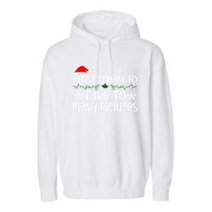 Most Likely To Take Too Y Pictures Funny Christmas Pajama Gift Garment-Dyed Fleece Hoodie