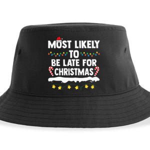 Most Likely To Be Late For Christmas Matching Family Xmas Sustainable Bucket Hat