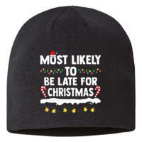 Most Likely To Be Late For Christmas Matching Family Xmas Sustainable Beanie