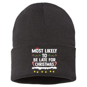 Most Likely To Be Late For Christmas Matching Family Xmas Sustainable Knit Beanie