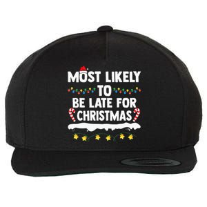 Most Likely To Be Late For Christmas Matching Family Xmas Wool Snapback Cap