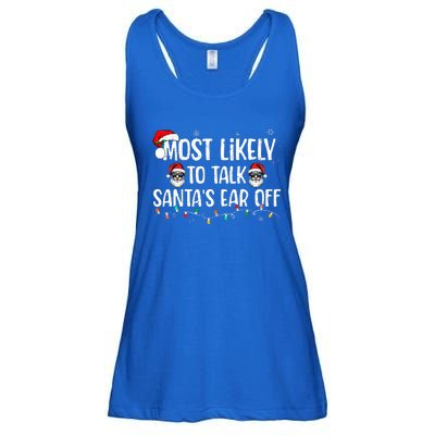 Most Likely To Talk SantaS Ear Off Family Christmas Ladies Essential Flowy Tank