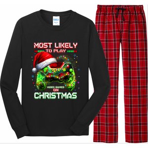 Most Likely To Play Video Games On Christmas Santa Long Sleeve Pajama Set