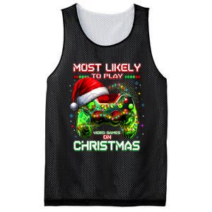 Most Likely To Play Video Games On Christmas Santa Mesh Reversible Basketball Jersey Tank