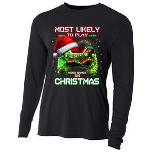 Most Likely To Play Video Games On Christmas Santa Cooling Performance Long Sleeve Crew