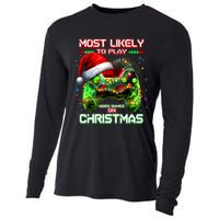 Most Likely To Play Video Games On Christmas Santa Cooling Performance Long Sleeve Crew